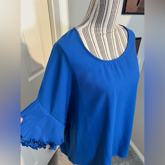 K Jordan Royal blue Plus size English ruffle blouse size 1x - Picture 7 of 9
